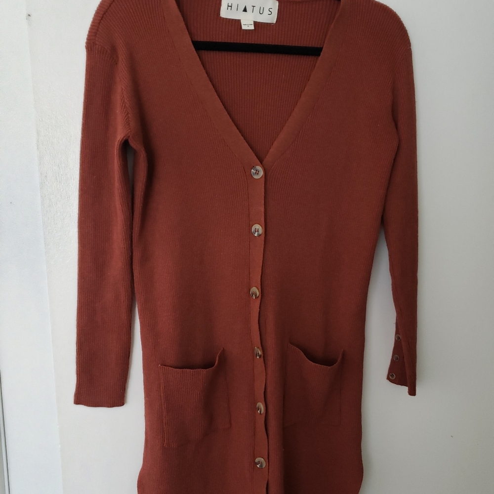 Hiatus long brown sweater/ sweater dress, size xs